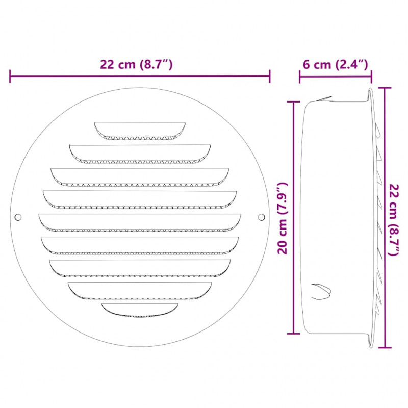 Pokrywy wentylacyjne 4 pcs Srebrny 200 mm Stal nierdzewna