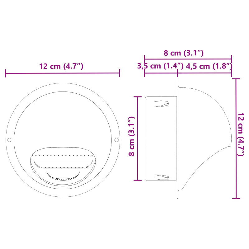 Pokrywy wentylacyjne 2 pcs Srebrny 80 mm Stal nierdzewna