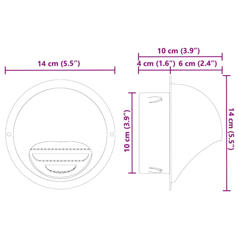 Pokrywy wentylacyjne 2 pcs Srebrny 100 mm Stal nierdzewna