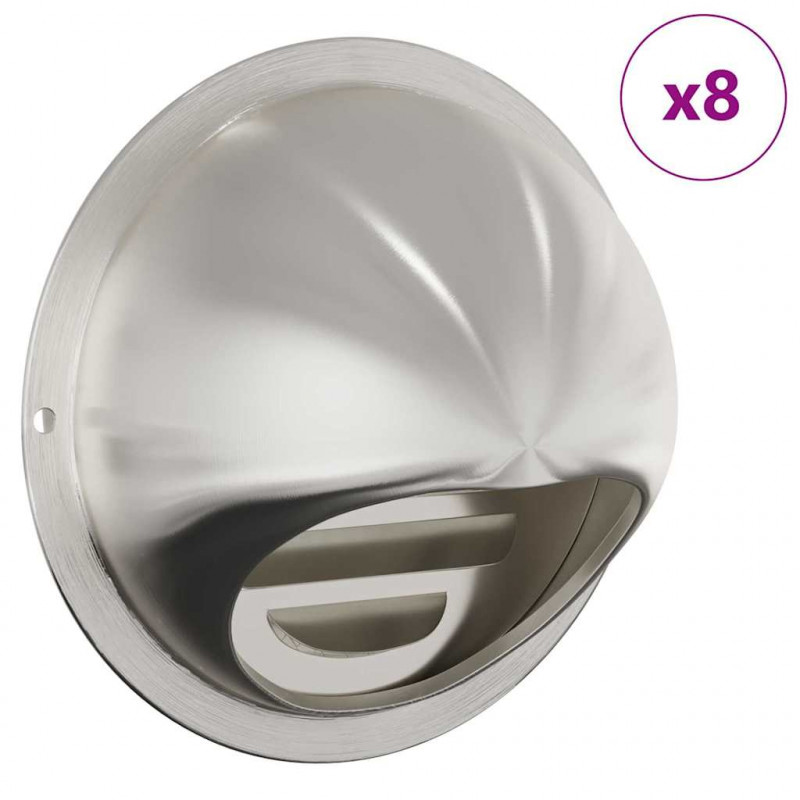 Pokrywy wentylacyjne 8 pcs Srebrny 100 mm Stal nierdzewna