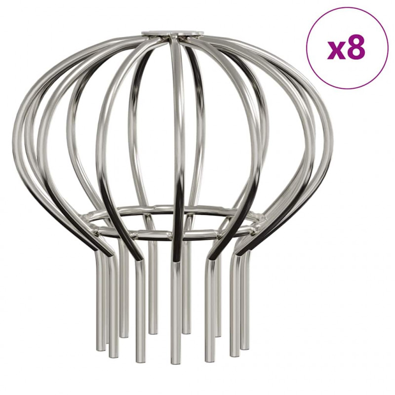 Osłona na liście rynny 8 pcs Srebrny 75 mm Stal nierdzewna