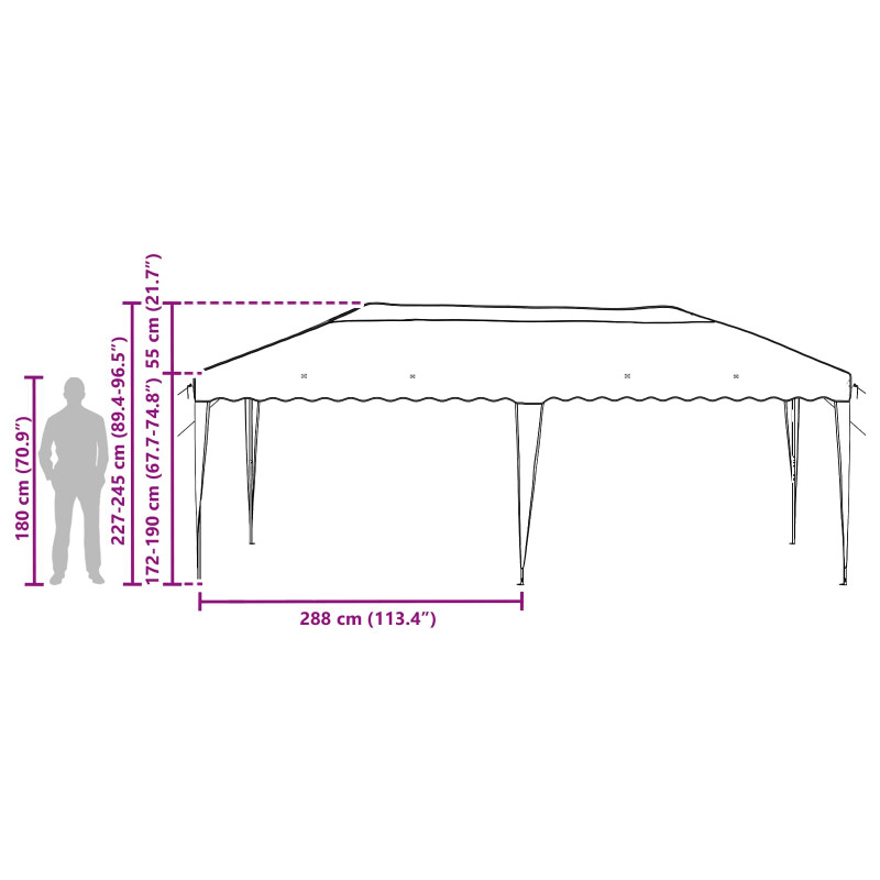 Namiot imprezowy rozkładany 575 x 290 x 245 cm niebieski