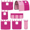 Dziecięce łóżko na antresoli, z tunelem, różowe, 90x200 cm