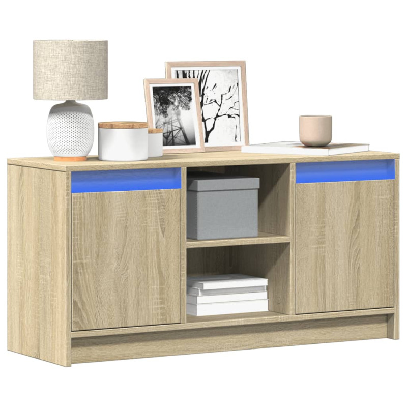 Szafka pod TV z LED, dąb sonoma, 100x34x50 cm
