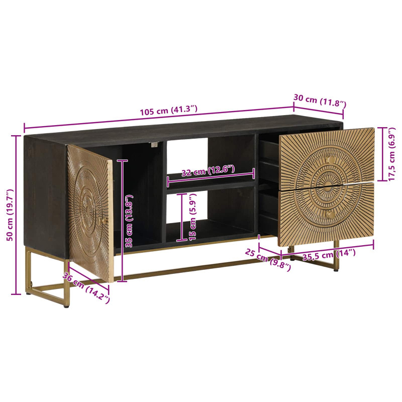 Szafka pod telewizor z szufladą Mosiądz 105 x 30 x 50 cm