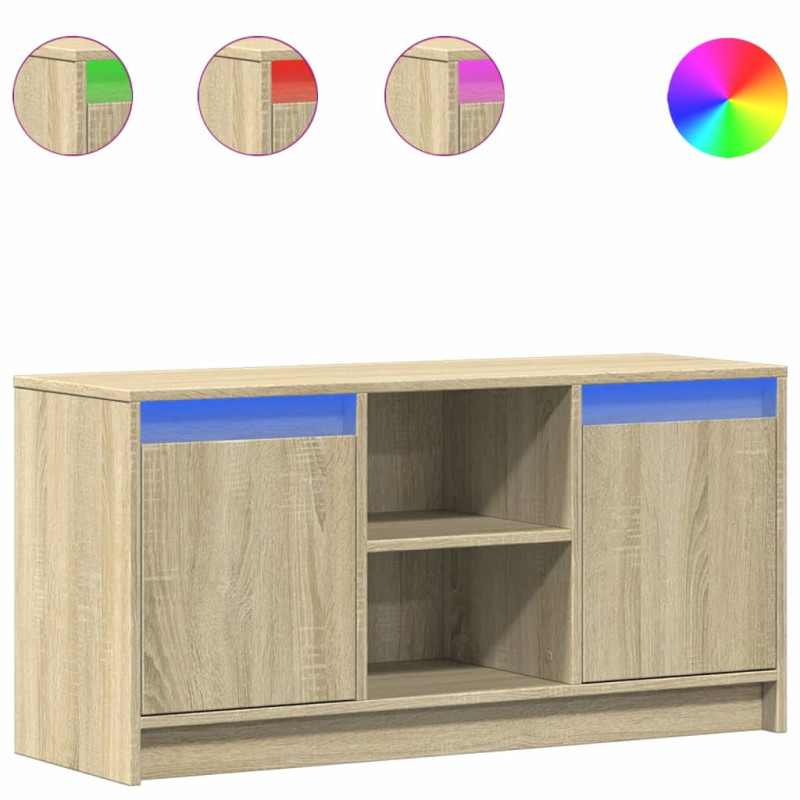 Szafka pod TV z LED, dąb sonoma, 100x34x50 cm