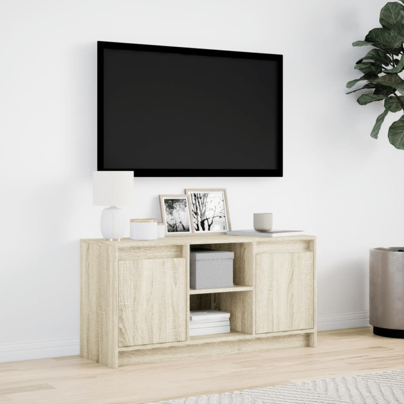 Szafka pod TV z LED, dąb sonoma, 100x34x50 cm