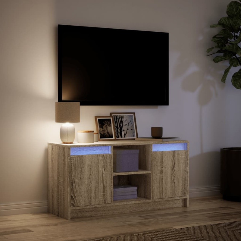 Szafka pod TV z LED, dąb sonoma, 100x34x50 cm