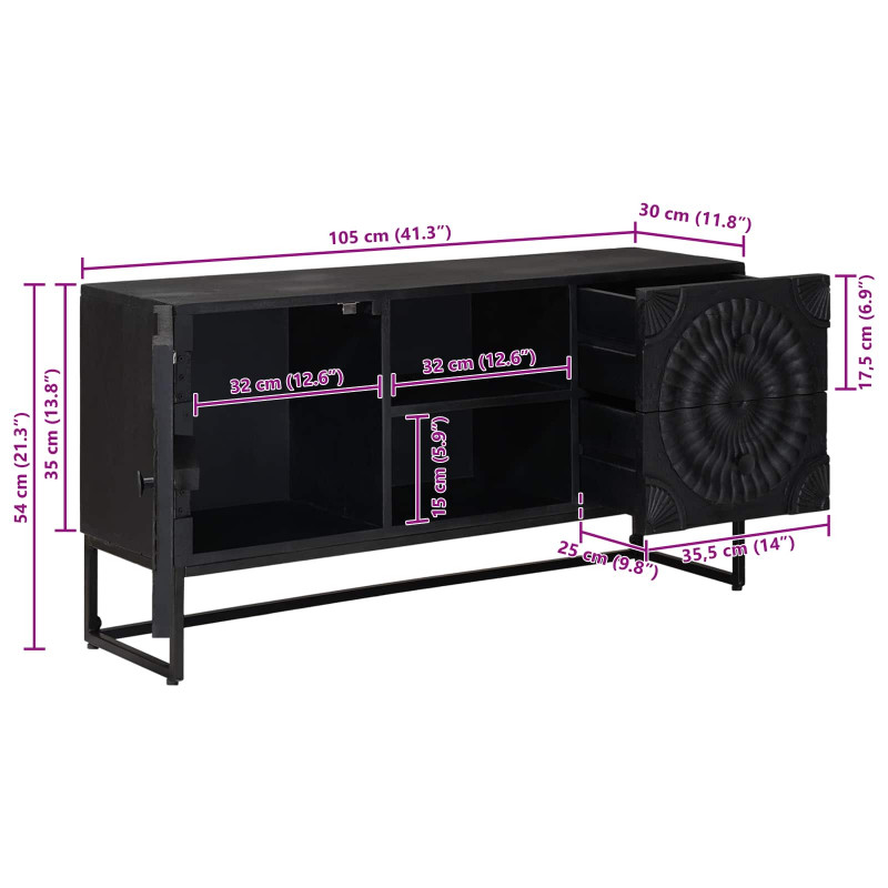 Szafka pod telewizor z szufladą z półką Czarny 105 x 30 x 54 cm