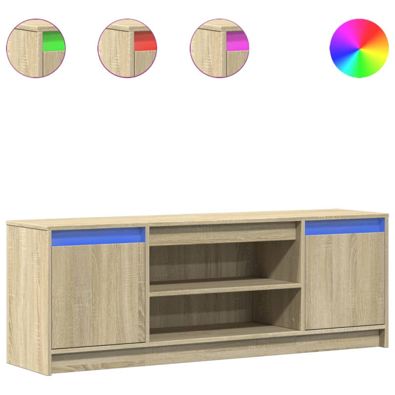 Szafka pod TV z LED, dąb sonoma, 139,5x34x50 cm