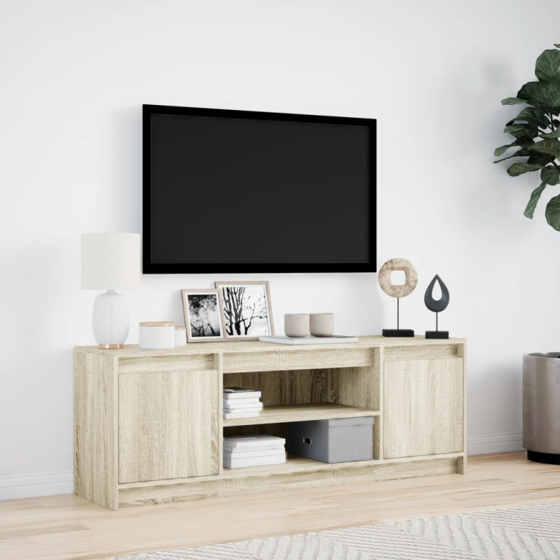 Szafka pod TV z LED, dąb sonoma, 139,5x34x50 cm