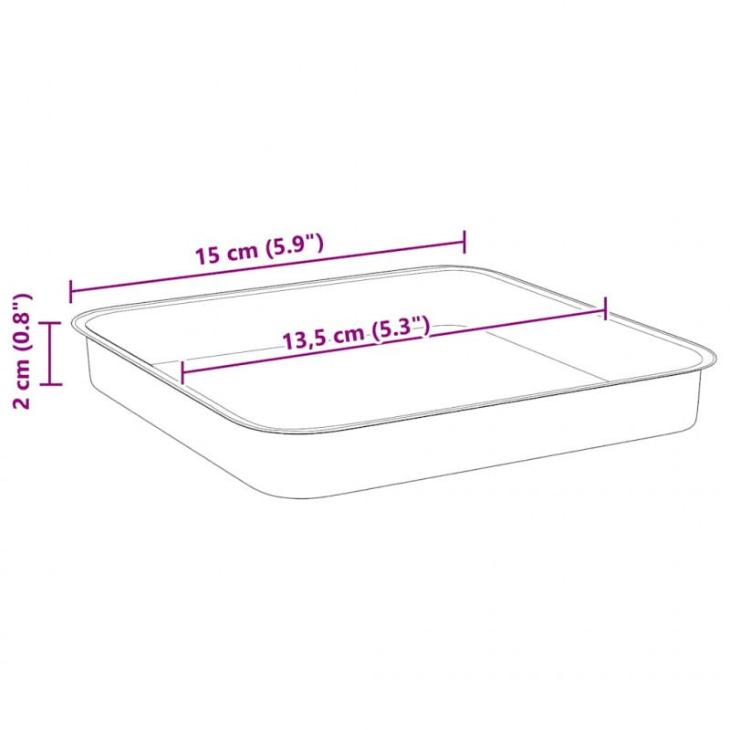 Kwadratowa Taca na Kwiaty 6 pcs Czarny 15 x 15 x 2 cm