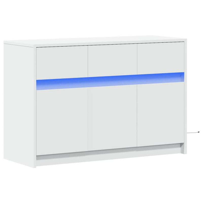 Szafka TV z LED, biała, 91x34x61 cm, materiał drewnopochodny