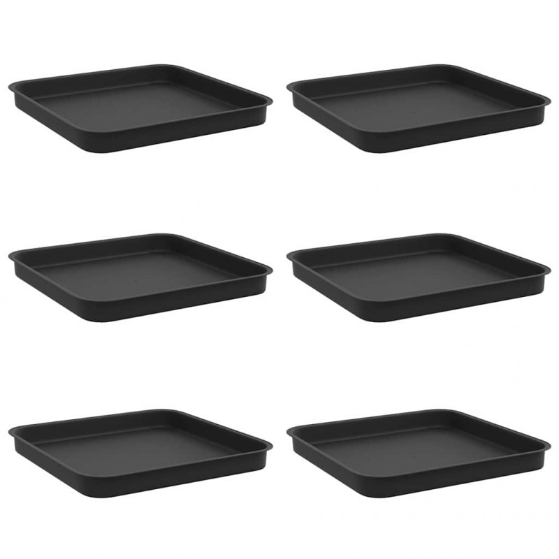 Kwadratowa Taca na Kwiaty 6 pcs Czarny 25,5 x 25,5 x 2,5 cm