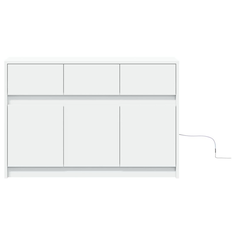 Szafka TV z LED, biała, 91x34x61 cm, materiał drewnopochodny