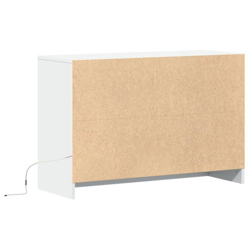 Szafka TV z LED, biała, 91x34x61 cm, materiał drewnopochodny