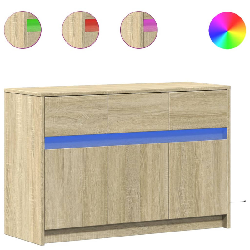 Szafka TV z LED, dąb sonoma, 91x34x61 cm