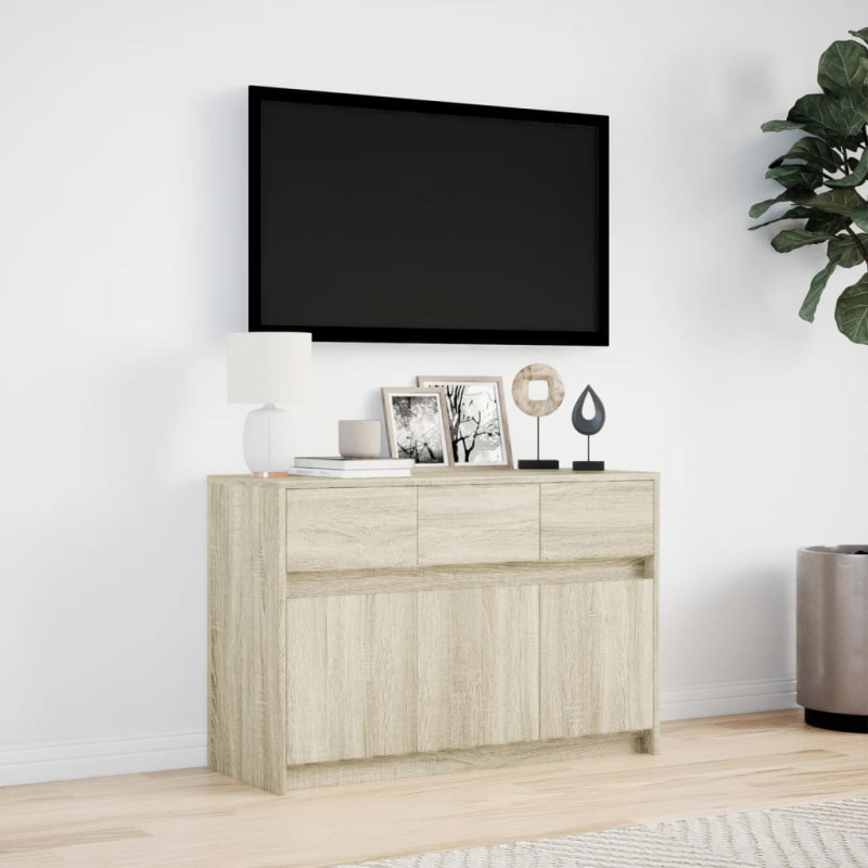 Szafka TV z LED, dąb sonoma, 91x34x61 cm