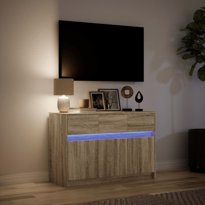 Szafka TV z LED, dąb sonoma, 91x34x61 cm