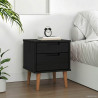 Szafka Nocna Czarny 40 x 35 x 48 cm Lite drewno sosnowe