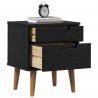 Szafka Nocna Czarny 40 x 35 x 48 cm Lite drewno sosnowe