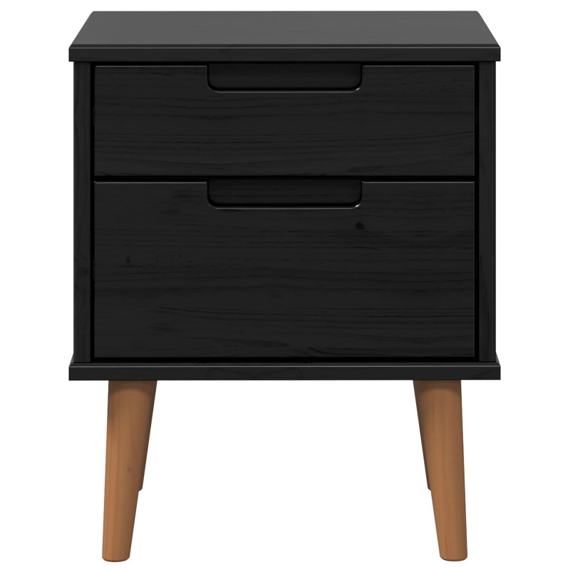 Szafka Nocna Czarny 40 x 35 x 48 cm Lite drewno sosnowe