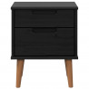 Szafka Nocna Czarny 40 x 35 x 48 cm Lite drewno sosnowe