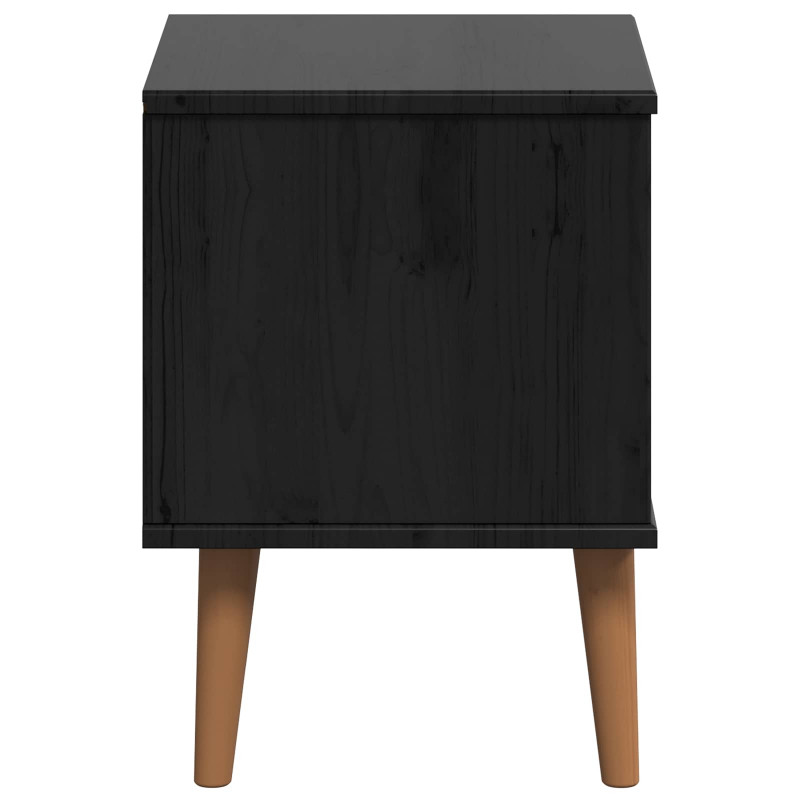 Szafka Nocna Czarny 40 x 35 x 48 cm Lite drewno sosnowe