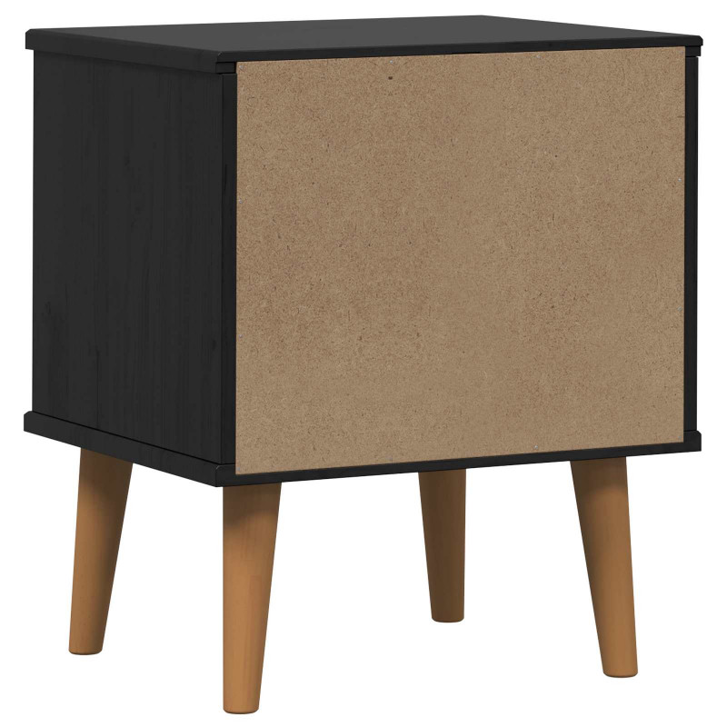 Szafka Nocna Czarny 40 x 35 x 48 cm Lite drewno sosnowe
