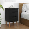 Szafka Nocna Czarny 40 x 35 x 65 cm Lite drewno sosnowe