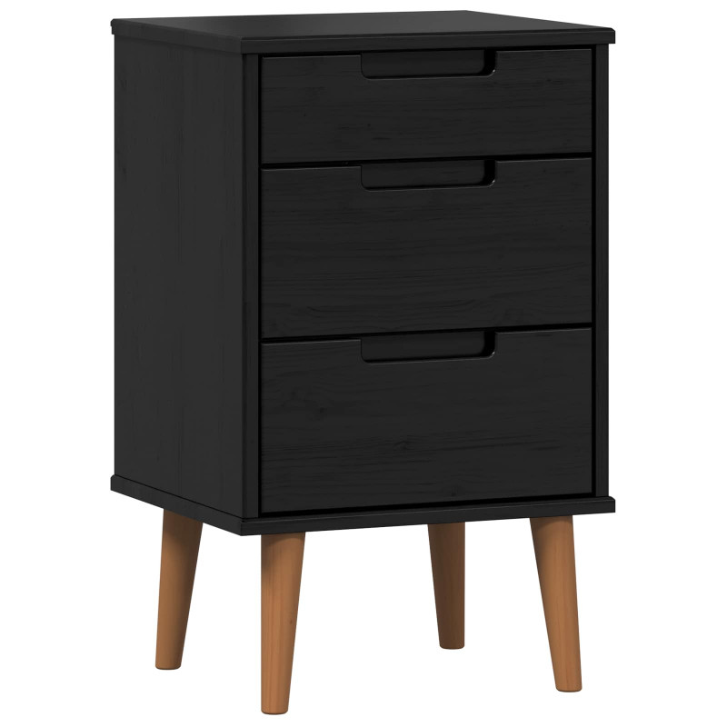Szafka Nocna Czarny 40 x 35 x 65 cm Lite drewno sosnowe