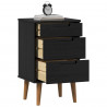 Szafka Nocna Czarny 40 x 35 x 65 cm Lite drewno sosnowe