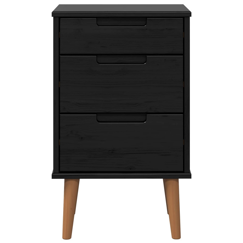 Szafka Nocna Czarny 40 x 35 x 65 cm Lite drewno sosnowe