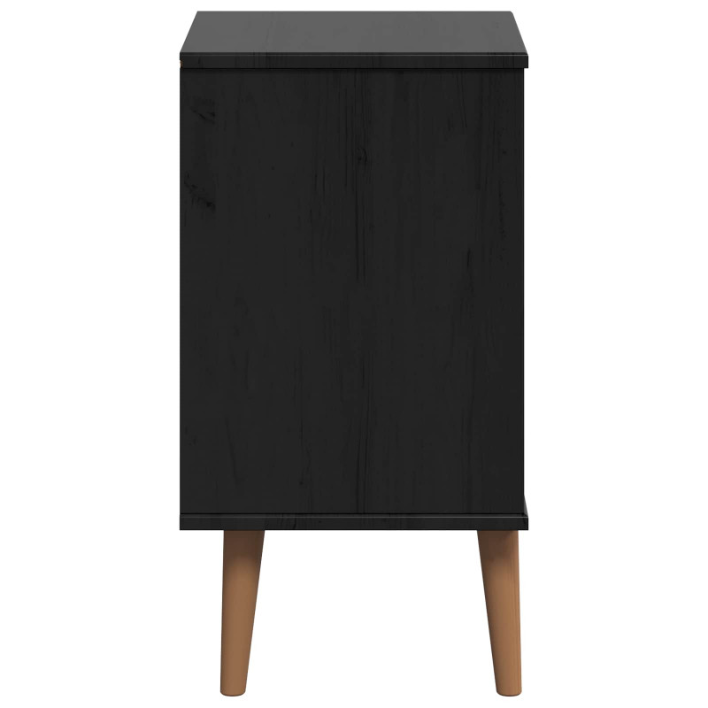 Szafka Nocna Czarny 40 x 35 x 65 cm Lite drewno sosnowe