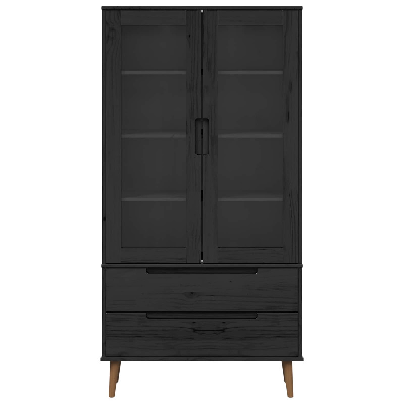 Witryna Szklana Czarny 90 x 35 x 175 cm