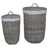 Kosz na pranie z pokrywą 2 pcs Kubu Szary Rattan Kubu