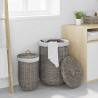 Kosz na pranie z pokrywą 2 pcs Kubu Szary Rattan Kubu