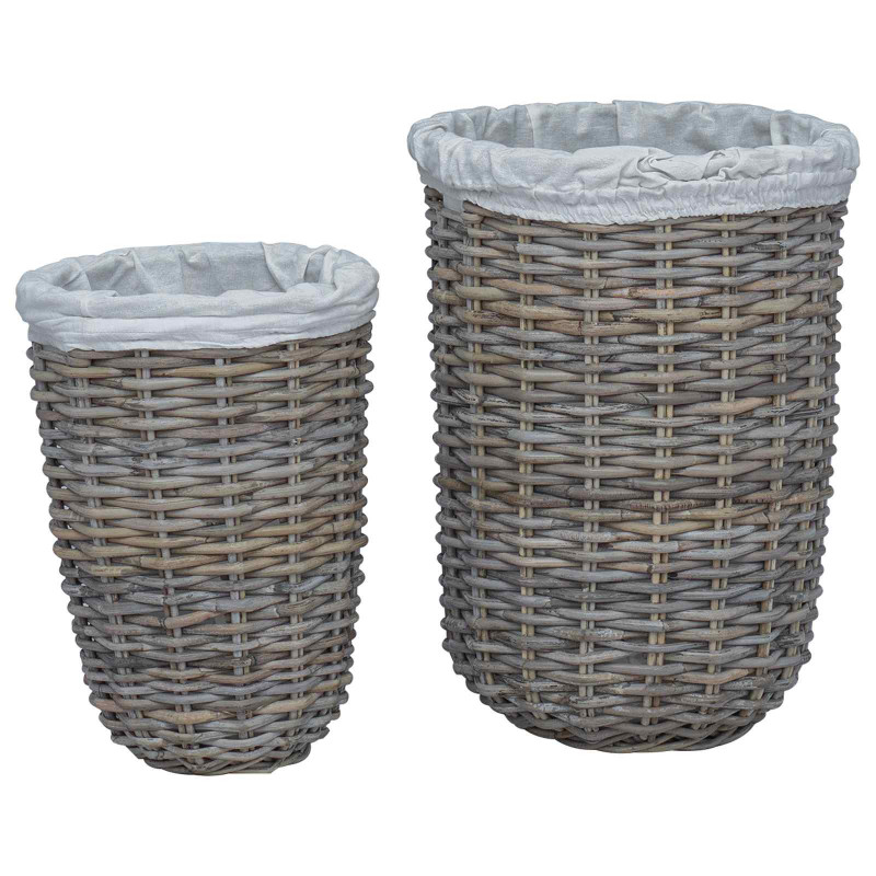 Kosz na pranie z pokrywą 2 pcs Kubu Szary Rattan Kubu