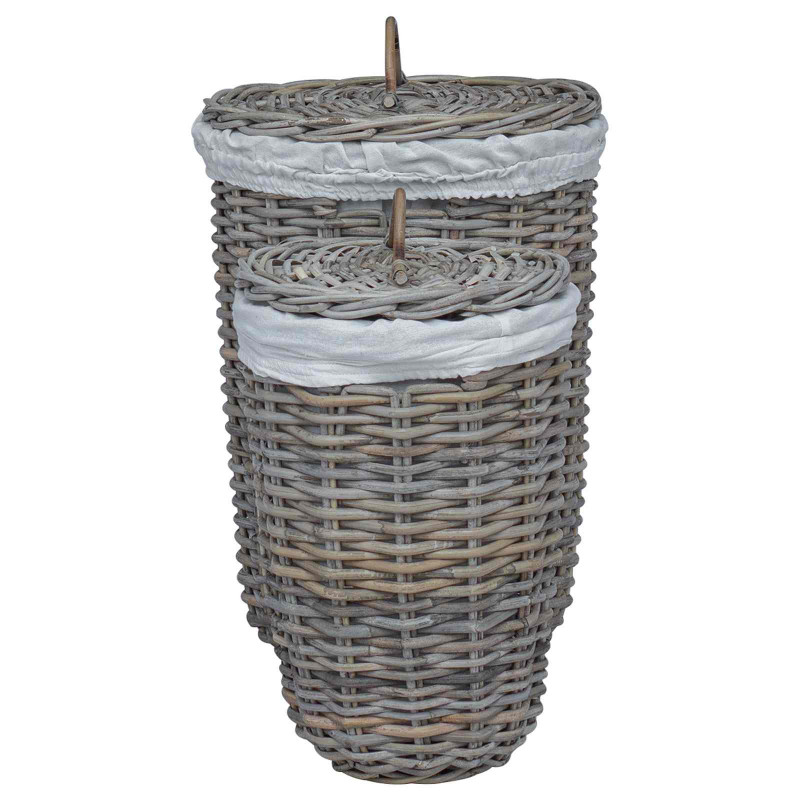 Kosz na pranie z pokrywą 2 pcs Kubu Szary Rattan Kubu