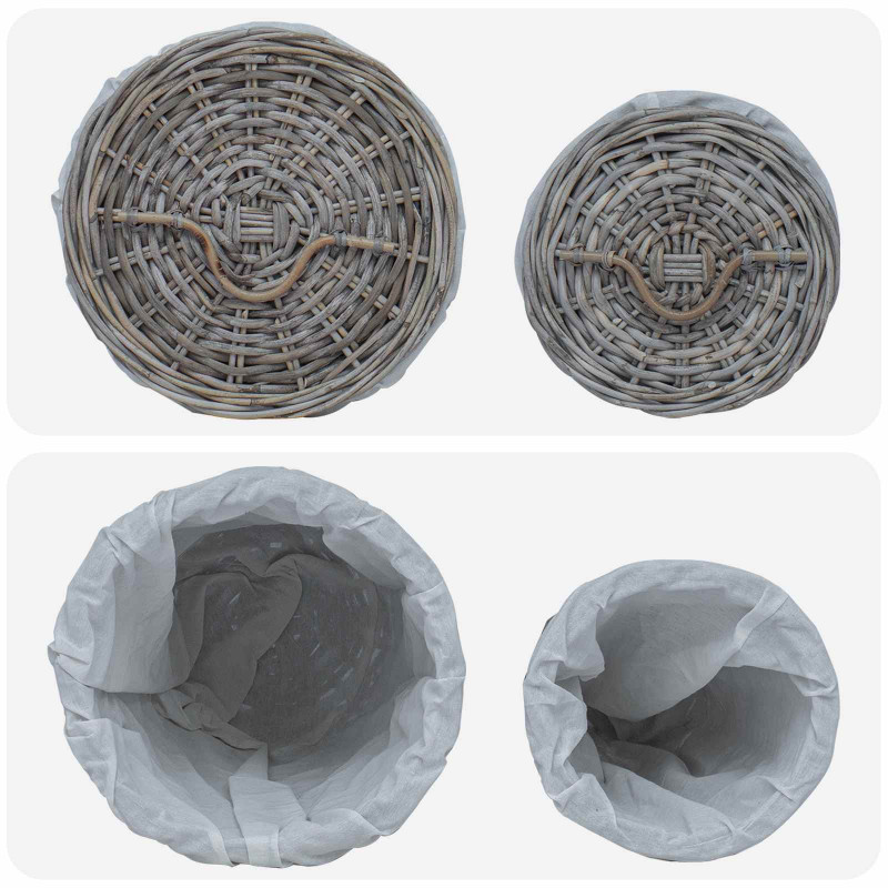 Kosz na pranie z pokrywą 2 pcs Kubu Szary Rattan Kubu