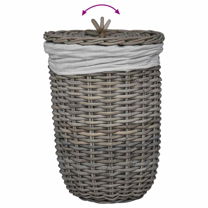Kosz na pranie z pokrywą 2 pcs Kubu Szary Rattan Kubu
