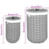 Kosz na pranie z pokrywą 2 pcs Kubu Szary Rattan Kubu