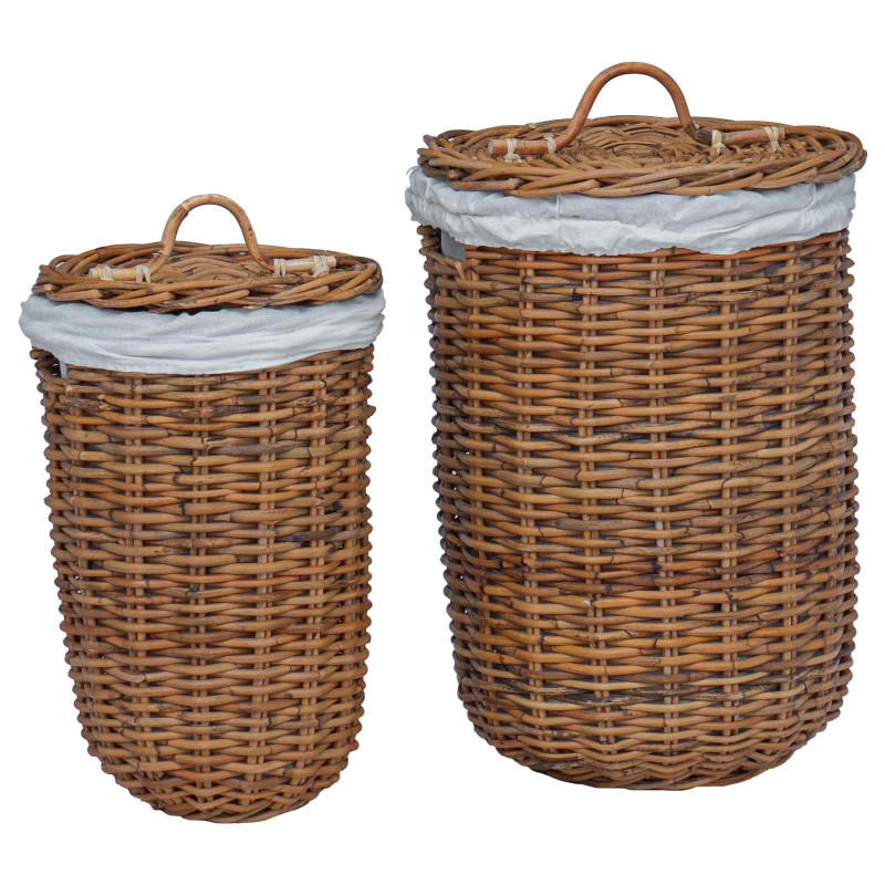 Kosz na pranie 2 pcs Brązowy Rattan Kubu