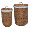 Kosz na pranie 2 pcs Brązowy Rattan Kubu