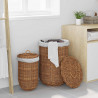 Kosz na pranie 2 pcs Brązowy Rattan Kubu