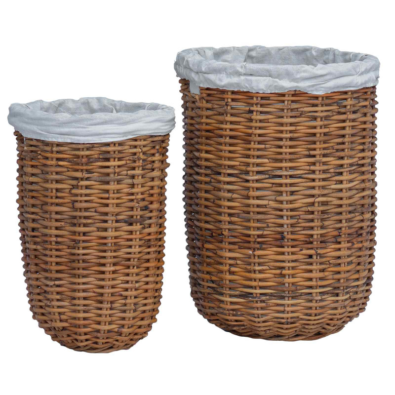 Kosz na pranie 2 pcs Brązowy Rattan Kubu