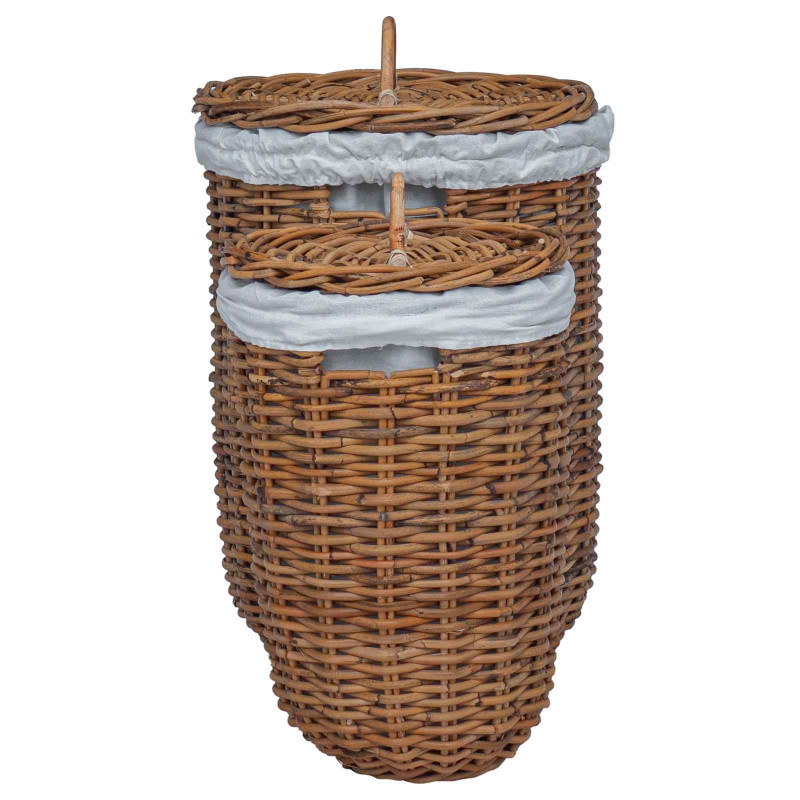 Kosz na pranie 2 pcs Brązowy Rattan Kubu