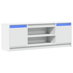 Szafka TV z LED, biała, 139,5x34x50 cm, materiał drewnopochodny