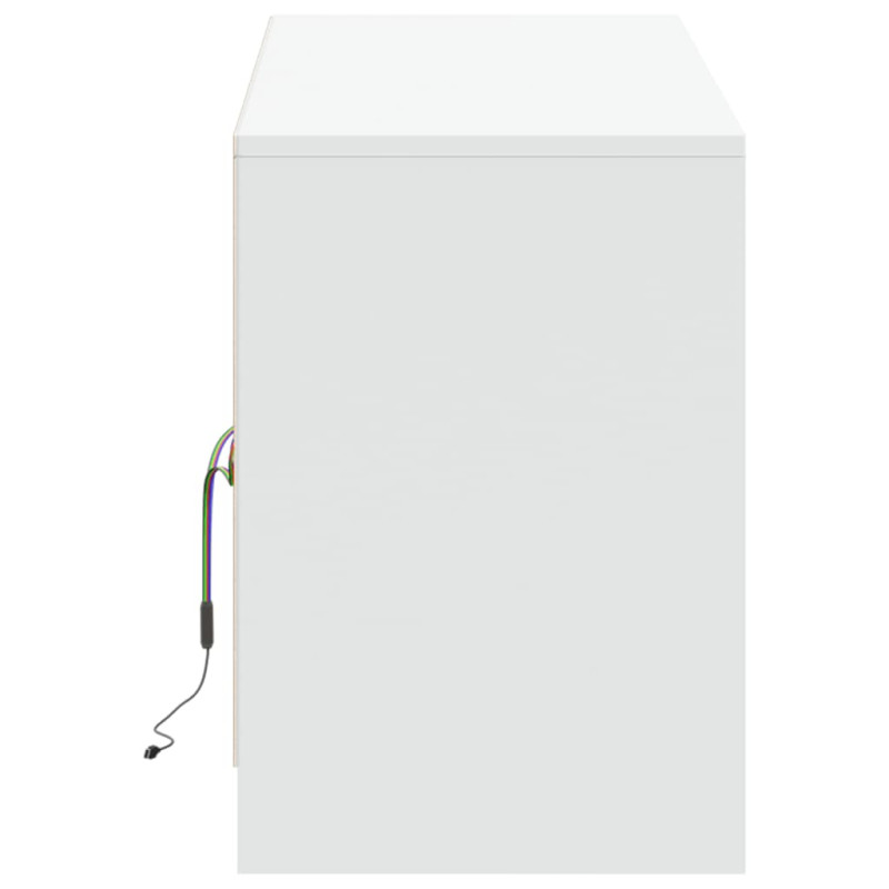 Szafka TV z LED, biała, 139,5x34x50 cm, materiał drewnopochodny