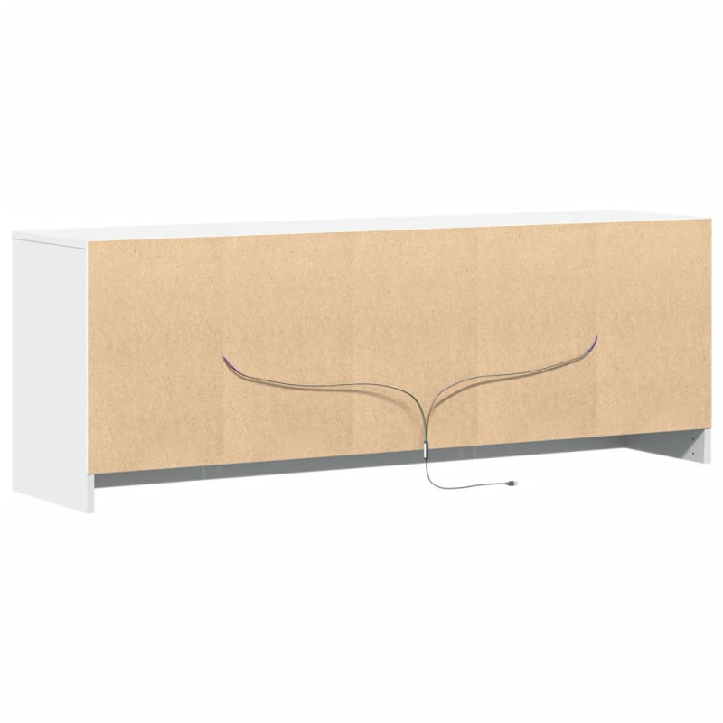 Szafka TV z LED, biała, 139,5x34x50 cm, materiał drewnopochodny